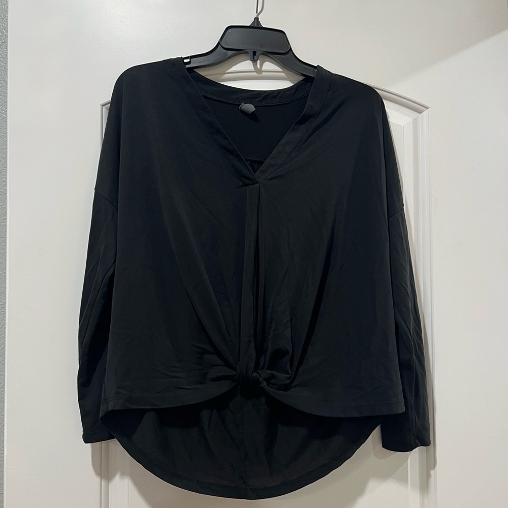 Alya Black Knot Front Blouse